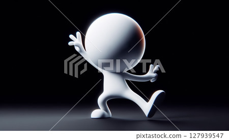 Happy white 3D figure on dark background. Success concept Happy white 3D figure on dark background. Success concept 127939547