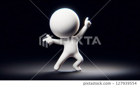 Happy white 3D figure on dark background. Success concept 127939554