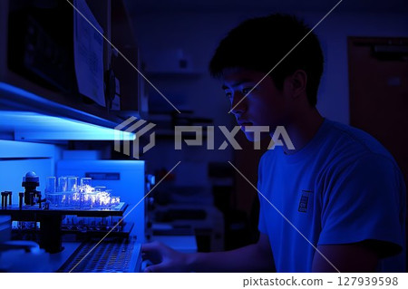 Young scientist conducting experiments in a modern laboratory Young scientist conducting experiments in a modern laboratory 127939598