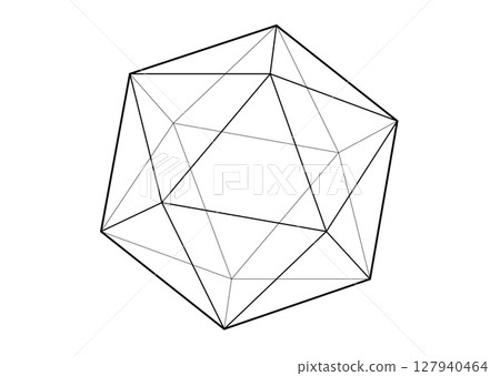 3D model of icosahedron shape, vector illustration platonic solid isolated on a white background  127940464