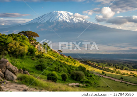 mountain landscape with green hills mountain landscape with green hills 127940590