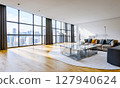 High floor room with large windows 127940624