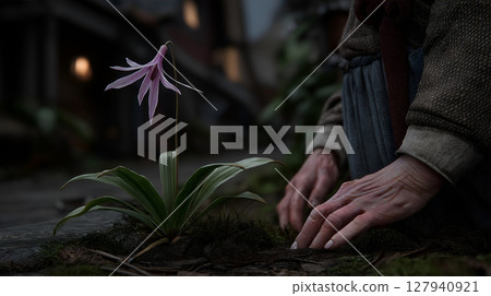 Rich soil, delicate petals, soft sunlight. 127940921