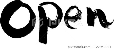 開放 - 用於標誌等的高雅書法。 開放 - 用於標誌等的高雅書法。 127940924