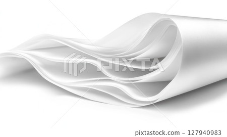 White Paper Creates Abstract Shapes with Flowing Curves and Minimalist Design. 127940983