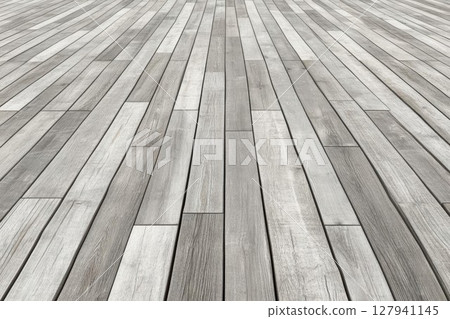 Gray Wooden Floor Stretches into Distance, Perspective View with Rustic Charm Gray Wooden Floor Stretches into Distance, Perspective View with Rustic Charm 127941145