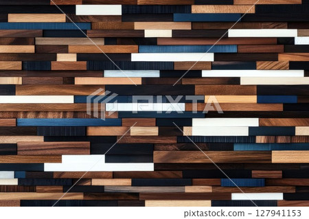 Wooden Blocks Form Colorful Mosaic Wall Art, Home Decor Inspiration. Wooden Blocks Form Colorful Mosaic Wall Art, Home Decor Inspiration. 127941153