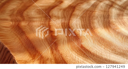 Smooth Wood Grain Texture Shows Natural Beauty and Woodworking Craftsmanship Detail. 127941249