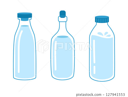 Set of water bottles in flat style. Vector illustration 127941553