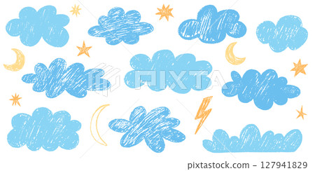 3078_clouds_crayon 3078_clouds_crayon 127941829