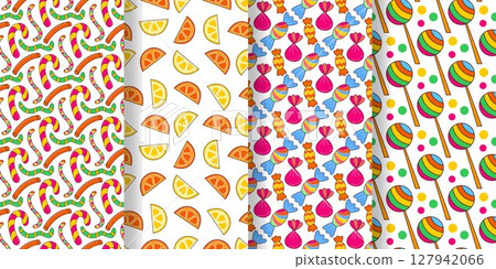 Candy treats seamless pattern set Candy treats seamless pattern set 127942066