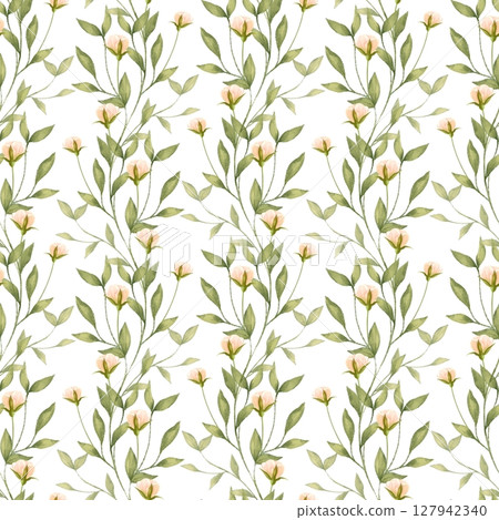 Floral Pattern with Pale Pink Flowers Illustration 127942340