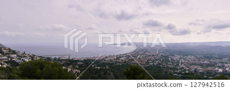 Panoramic view of the town of Javea from the heights Panoramic view of the town of Javea from the heights 127942516