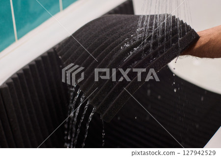 Waterproof Acoustic Foam Panel Designed for Use in a Shower Setting to Enhance Sound 127942529