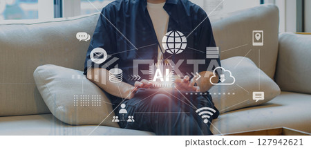 Digital workflow, generative AI, artificial intelligence, business scenario 127942621