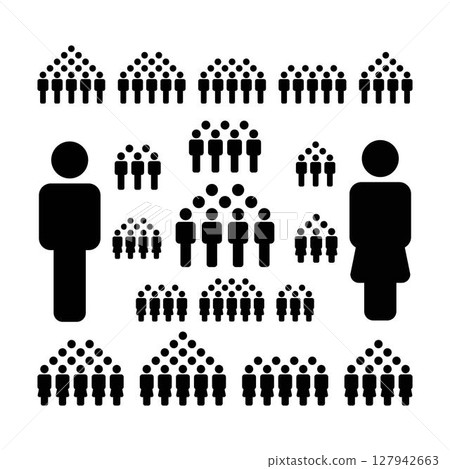 People icon vector male and female group of persons symbol avatar for business management team in flat color glyph pictogram illustration 127942663