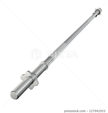 Cast Iron Barbell Straight Rod with Star Nuts Lock, weightlifting gym equipment, side view Cast Iron Barbell Straight Rod with Star Nuts Lock, weightlifting gym equipment, side view 127942933