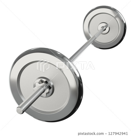 Cast Iron Adjustable Barbell, weightlifting gym equipment, side view 127942941