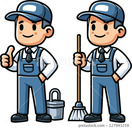 Cleaning worker illustration 127943239