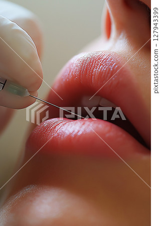 Close-Up of Lip Injection Procedure 127943399