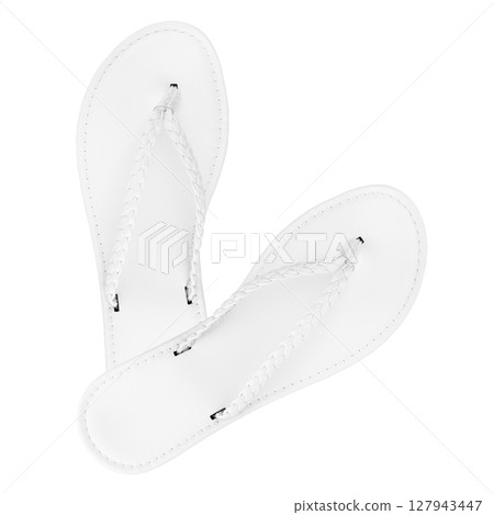white women's summer flip flops isolated on white background white women's summer flip flops isolated on white background 127943447