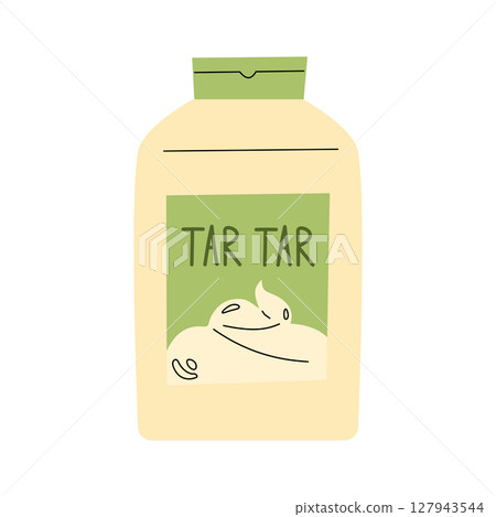 Tartar sauce bottle isolated on white background. 127943544
