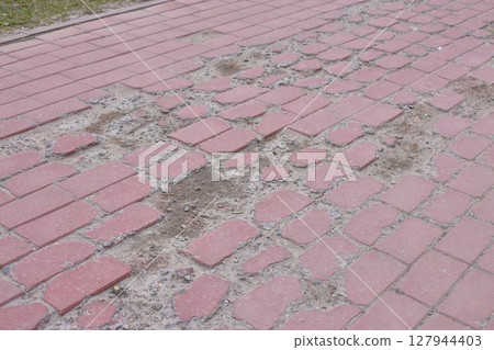 Broken Walkway Represents Urban Decline 127944403