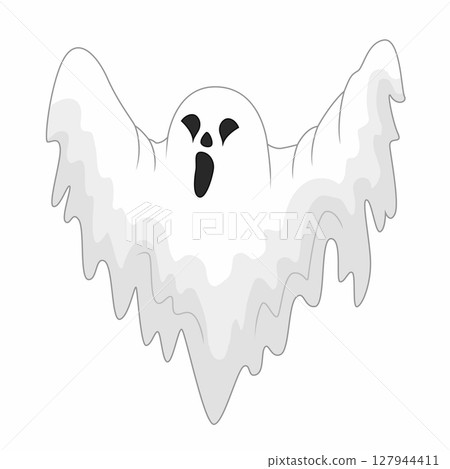 Cute cartoon white ghost scare 127944411