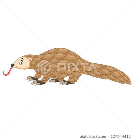 Cute cartoon happy pangolin isolated on white background Cute cartoon happy pangolin isolated on white background 127944412