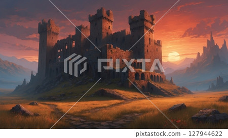 Castle in the sunset 127944622