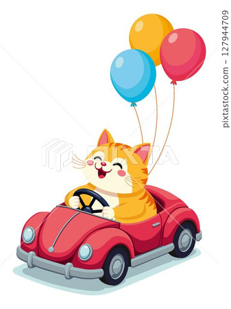 Funny cat in the car Funny cat in the car 127944709
