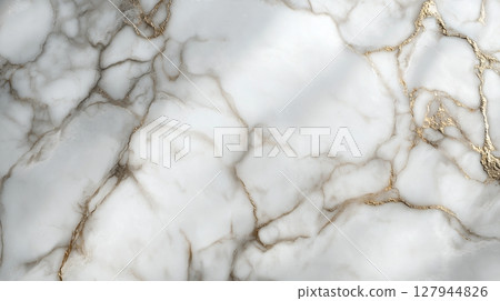 Minimalistic white marble with ultra-thin silver or rose-gold veins 127944826