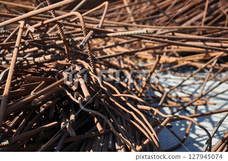 Texture of tangled rusty rods 127945074