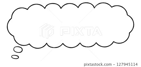 一個簡單的、水平的長線條畫風格的對話框。思考。生悶氣。尾巴在左邊。單色。 一個簡單的、水平的長線條畫風格的對話框。思考。生悶氣。尾巴在左邊。單色。 127945114