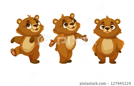 Adorable and Cute Cartoon Bear Characters Ideal for Animation and Creative Design Work Adorable and Cute Cartoon Bear Characters Ideal for Animation and Creative Design Work 127945229