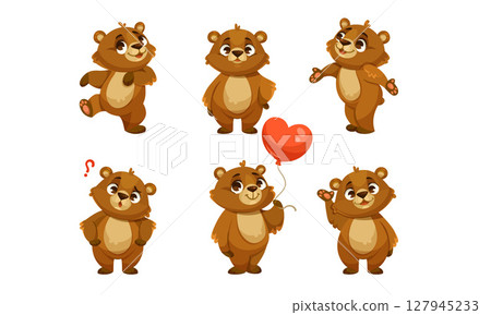 Delightful Cheerful Pixelated Bears Holding Balloons and Hearts, Exuding Happiness and Joy Delightful Cheerful Pixelated Bears Holding Balloons and Hearts, Exuding Happiness and Joy 127945233
