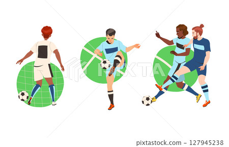 Dynamic Soccer Action Captivating Illustrations of Players in Exciting Motion Performance Dynamic Soccer Action Captivating Illustrations of Players in Exciting Motion Performance 127945238