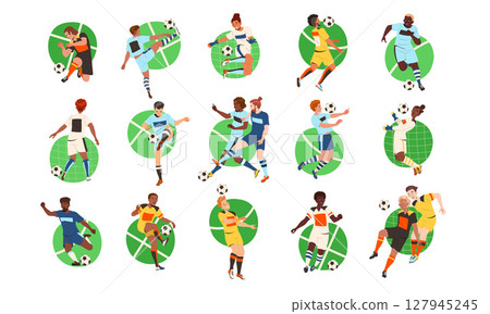Dynamic and Engaging Soccer Illustrations Featuring Talented Female Players Taking Action 127945245