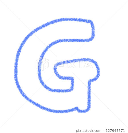 字母G 手寫字母 可愛 素材 藍色 插畫 素材 圖示 蠟筆風格 127945371