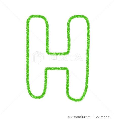 字母H 手寫字母 可愛 材質 綠色 插圖 材質 圖示 蠟筆風格 127945550