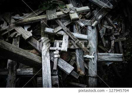 Pile of Wooden Crosses Symbol of Faith, Sacrifice and Remembrance Pile of Wooden Crosses Symbol of Faith, Sacrifice and Remembrance 127945704