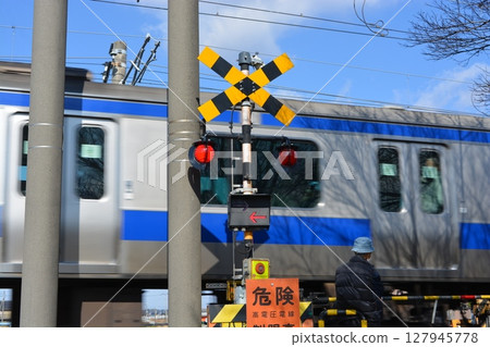 Railroad track railway crossing 127945778