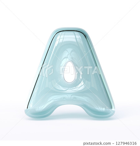 Blue glass font Letter A 3D 127946316