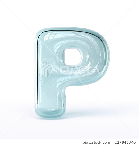 Blue glass font Letter P 3D Blue glass font Letter P 3D 127946340