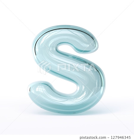 Blue glass font Letter S 3D Blue glass font Letter S 3D 127946345