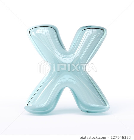 Blue glass font Letter X 3D 127946353