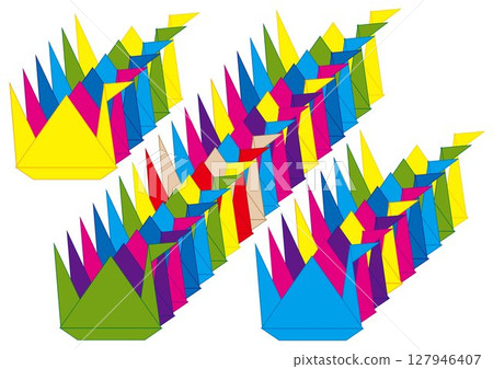 Thousand paper cranes - illustration of folded paper cranes 127946407
