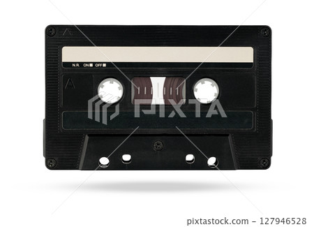 Retro Audio Cassette with Blank Label Isolated 127946528