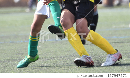 Soccer players competing Soccer players competing 127947271