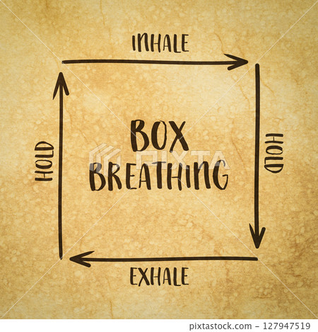 Box or square breathing - a simple but powerful breathwork technique that involves four equal parts: inhale, hold, exhale, hold. Box or square breathing - a simple but powerful breathwork technique that involves four equal parts: inhale, hold, exhale, hold. 127947519